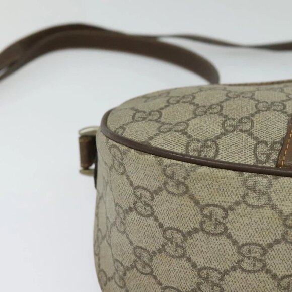 GUCCI GG Supreme Web Sherry Line Bag PVC Beige Gold - Picture 7 of 16